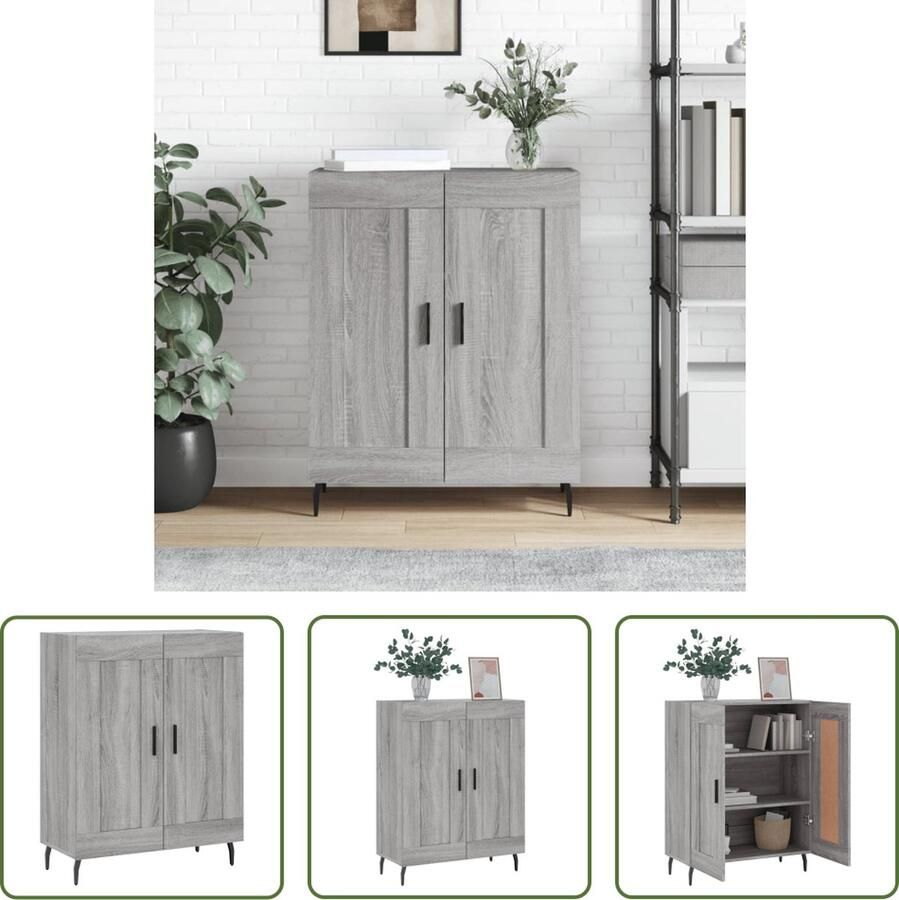 VidaXL The Living Store Dressoir Klassiek Grijs Sonoma Eiken 69.5x34x90cm Duurzaam Materiaal