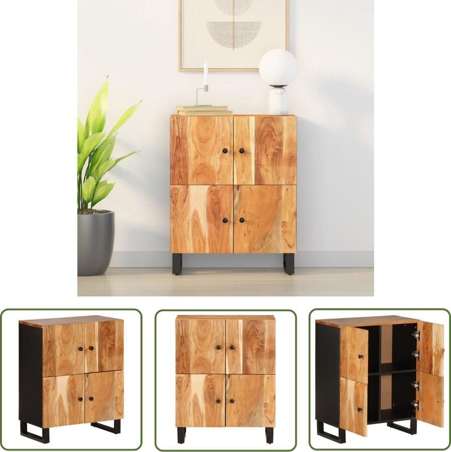 VidaXL The Living Store Dressoir met 4 deuren 60x33x75 cm massief acaciahout Dressoir Commode Houten Dressoir Vintage Dressoir Salontafel