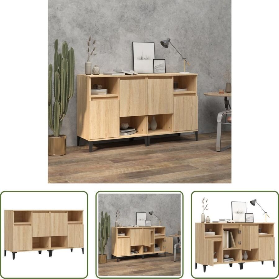 The Living Store Dressoirs 3 st 60x35x70 cm bewerkt hout sonoma eikenkleurig Keukenkast - Foto 2