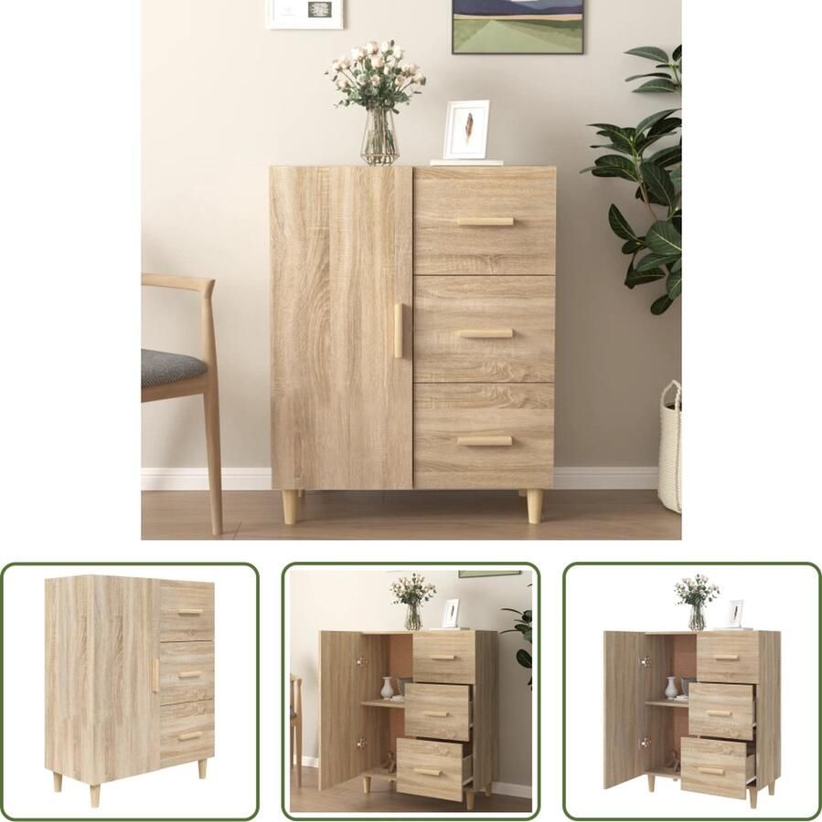 VidaXL The Living Store Dressoir Sonoma Eiken 69.5 x 34 x 90 cm Bewerkt Hout