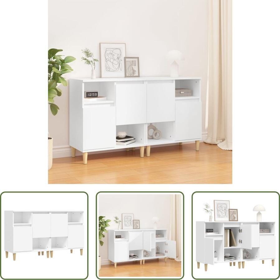 VidaXL The Living Store Dressoir trendy dressoirs 60 x 35 x 70 cm Ken- wit bewerkt hout massief eucalyptushout