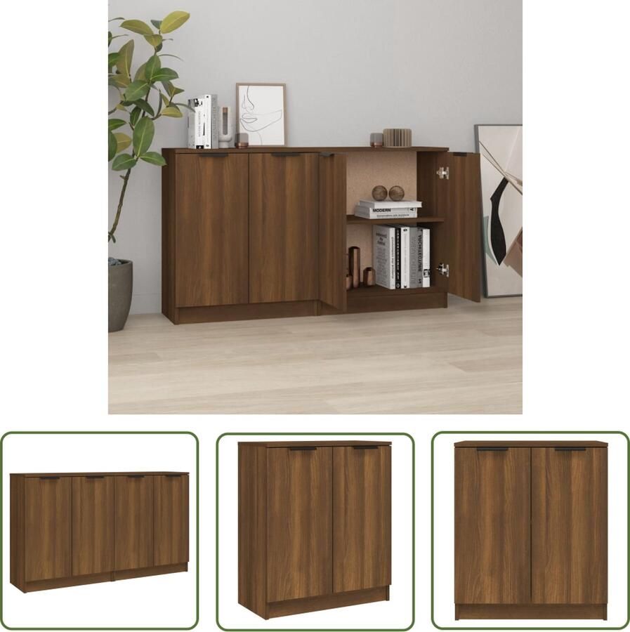 VidaXL The Living Store Dressoirs 2 st 60x30x70 cm bewerkt hout bruin eikenkleur Dressoir Houten Dressoir Bruine Eiken Dressoir Opbergkast Salontafel