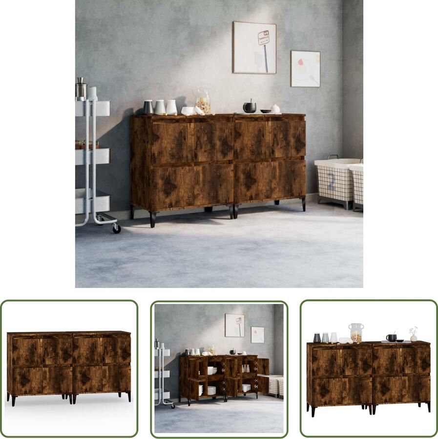 VidaXL The Living Store Dressoirs 2 st 60x35x70 cm bewerkt hout gerookt eikenkleurig Dressoir Houten Dressoir Vintage Dressoir Landelijk Dressoir Tv Meubel