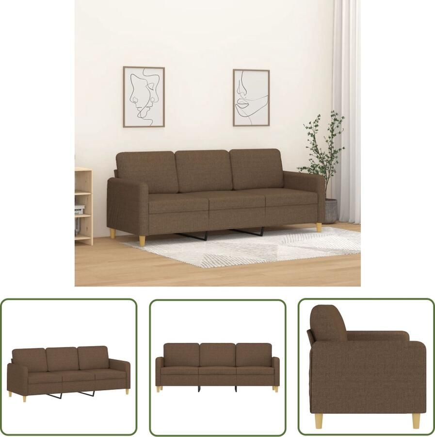 VidaXL The Living Store Driezitsbank 180 cm stof bruin 3-zitsbank Bruine Bank Banks Kopen Lounge Meubels Salonbank