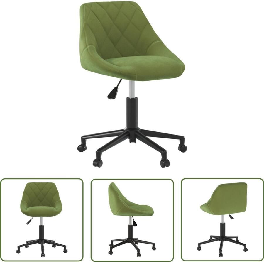 VidaXL The Living Store Eetkamerstoel draaibaar fluweel lichtgroen Draaibare Eetkamerstoel Fluweel Lichtgroene Eetkamerstoel Design Eetkamerstoel Ergonomische Eetkamerstoel