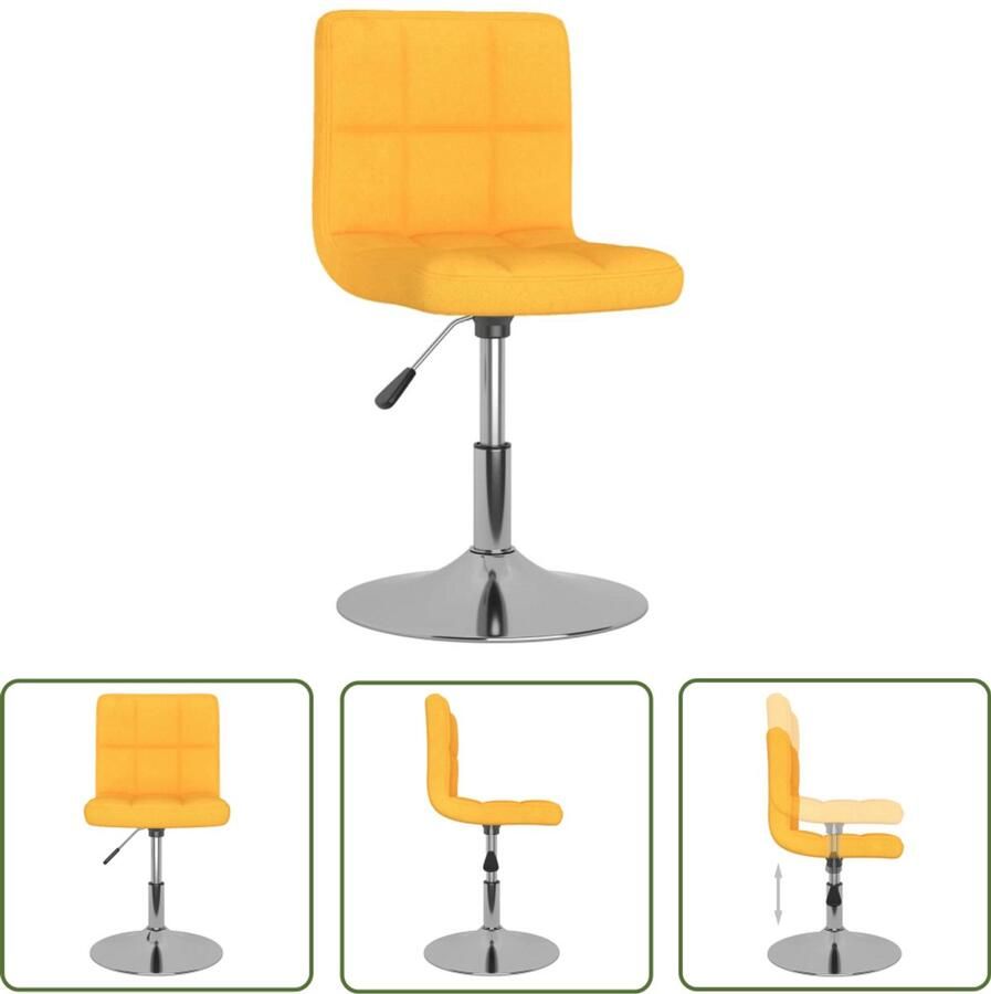 VidaXL The Living Store Eetkamerstoel draaibaar stof geel Draaiende Stoel Eetkamerstoel Designstoel Gele Stoel Moderne Stoel