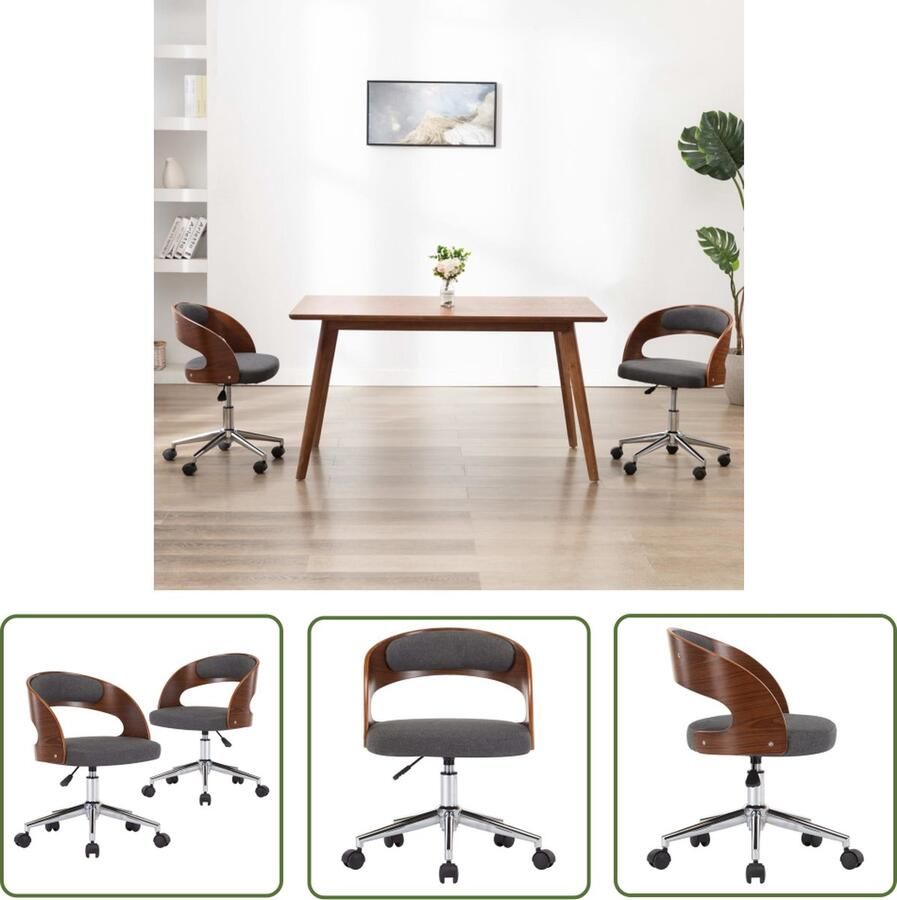 VidaXL The Living Store Eetkamerstoel Set Grijs 48 x 53 x (66.5-74.5) cm Gemakkelijk te monteren - Foto 2