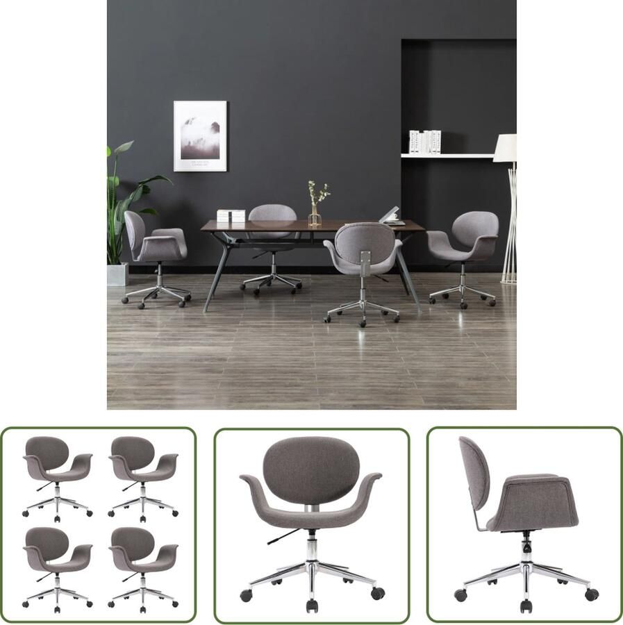 The Living Store Eetkamerstoel 4 stuks lichtgrijs 67 x 62 cm (B x D) ergonomisch ontwerp Eetkamerstoel Draaistool Velours Stoel Grijze Stoel Ergonomische Stoel - Foto 3