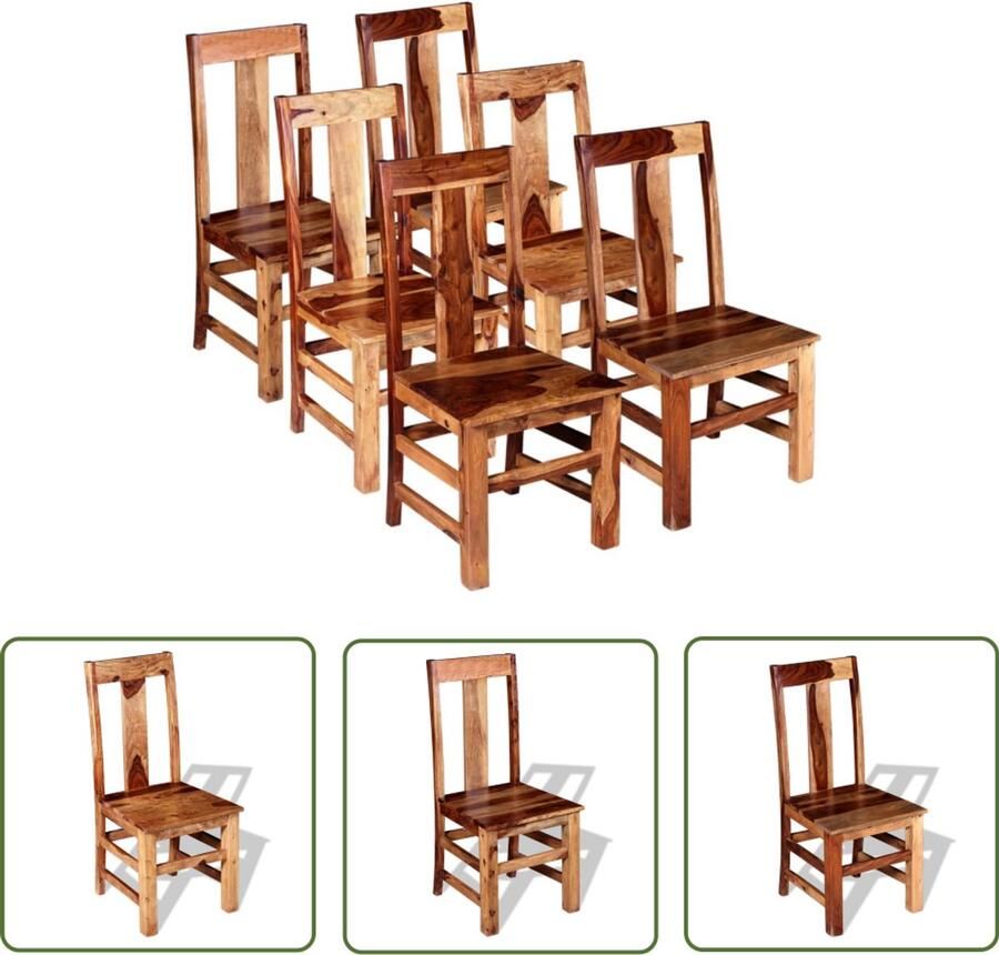 VidaXL The Living Store Eetkamerstoelen 6 st massief hout Eetkamerstoelen Sheeshamhouten Meubels Landelijke Stijl Vintage Stoelen Dining Chairs