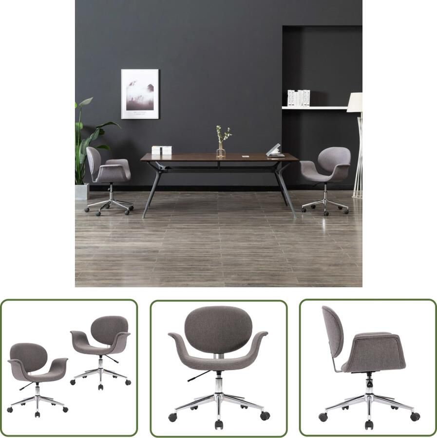 The Living Store Eetkamerstoelen Draaibaar Set van 2 Lichtgrijs Afmeting- 67 x 62 x (80 87.5) cm Eetkamerstoelen Draaibare Stoel Grijze Stoel Comfort Stoel Modern Meubilair - Foto 2