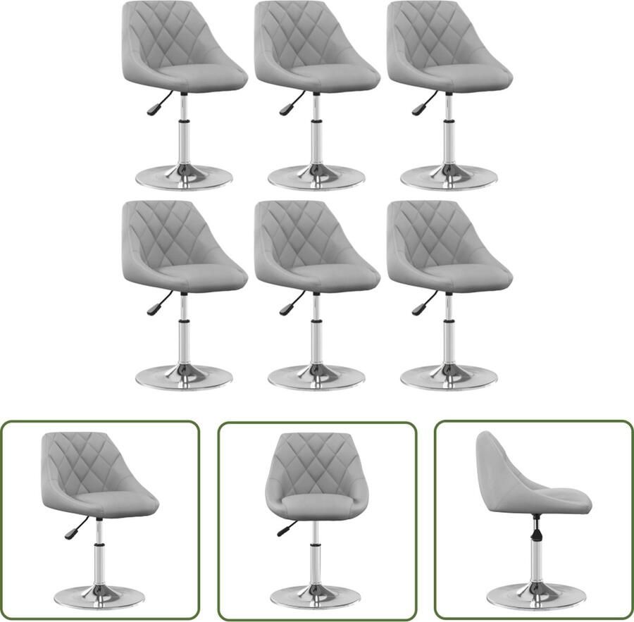 VidaXL The Living Store Eetkamerstoelen draaibaar 6 st fluweel lichtgrijs Eetkamerstoelen Draaibare Stoelen Fluweel Stoelen Grijze Stoelen Lounge Stoelen - Foto 2
