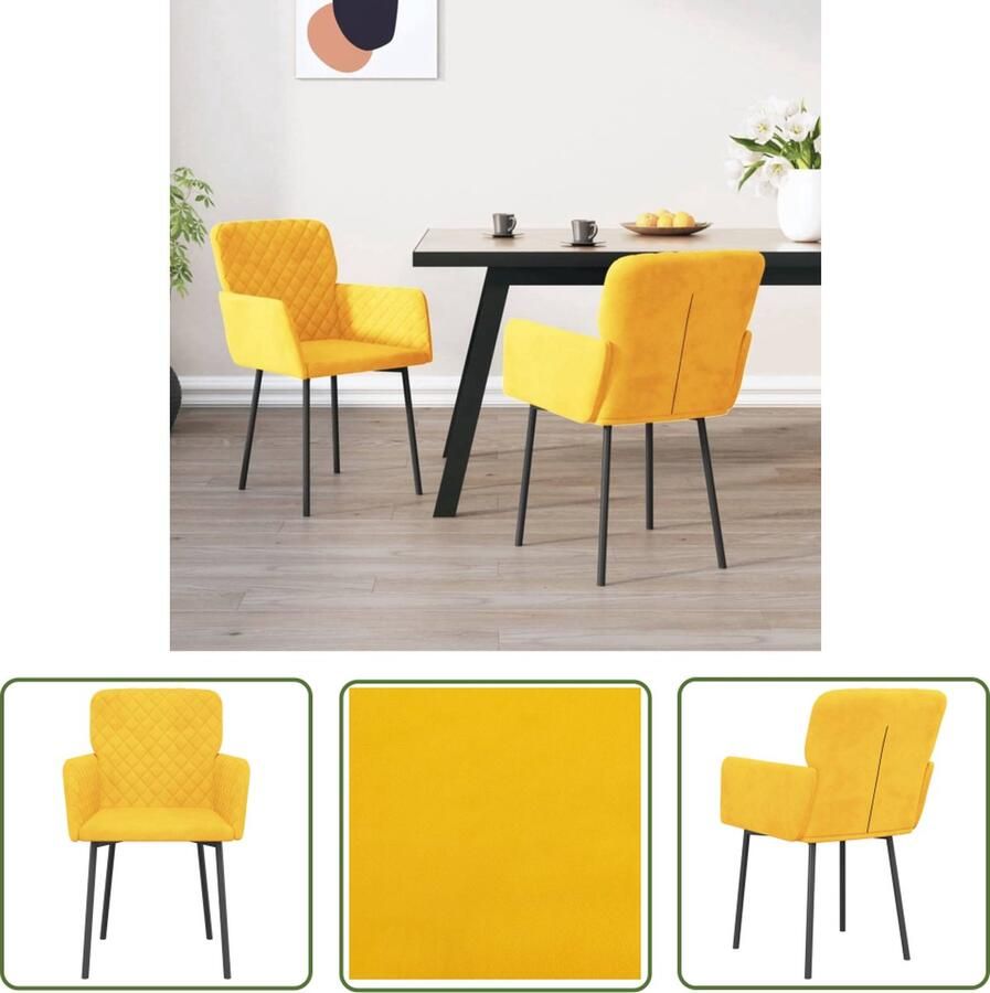 VidaXL The Living Store Eetkamerstoelen Fluweel Geel 51.5 x 61 x 78.5 cm Ergonomisch ontwerp
