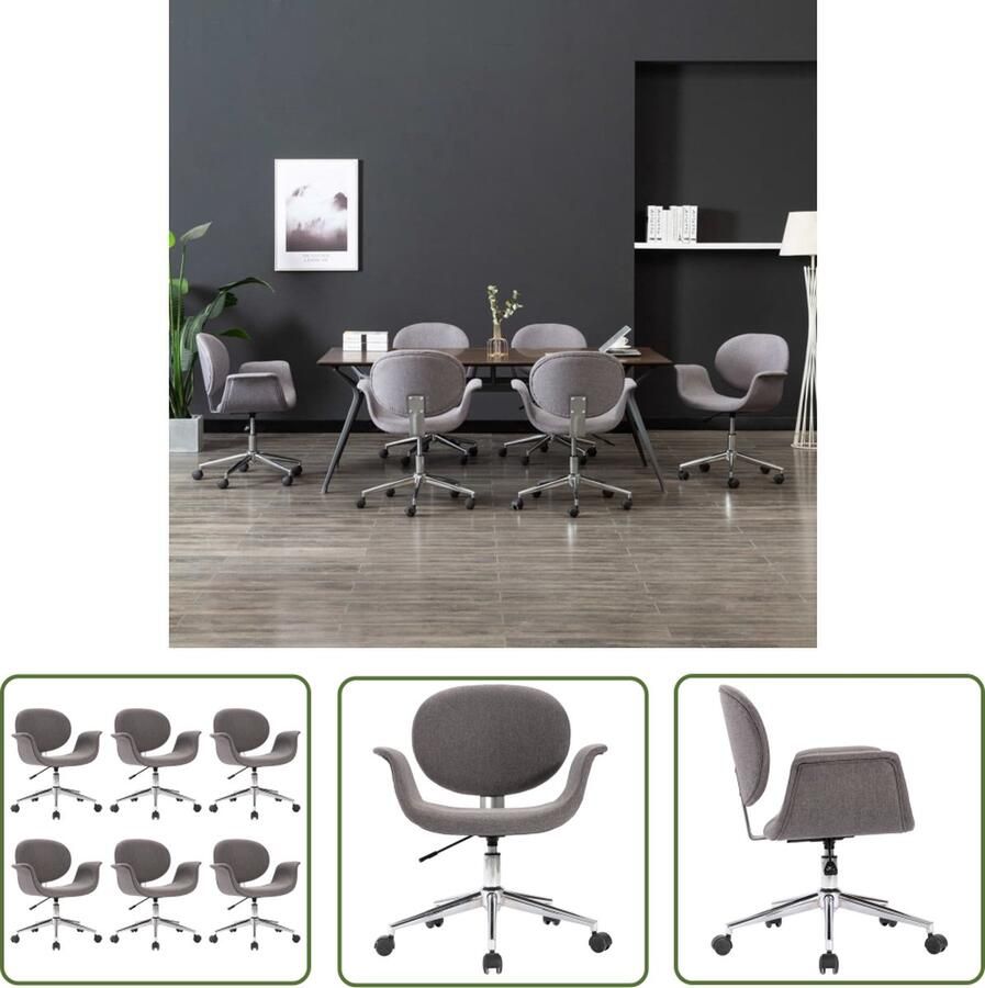 VidaXL The Living Store Eetkamerstoelen Set van 6 Draaibaar Lichtgrijs 67x62x(80-87.5)cm - Foto 2