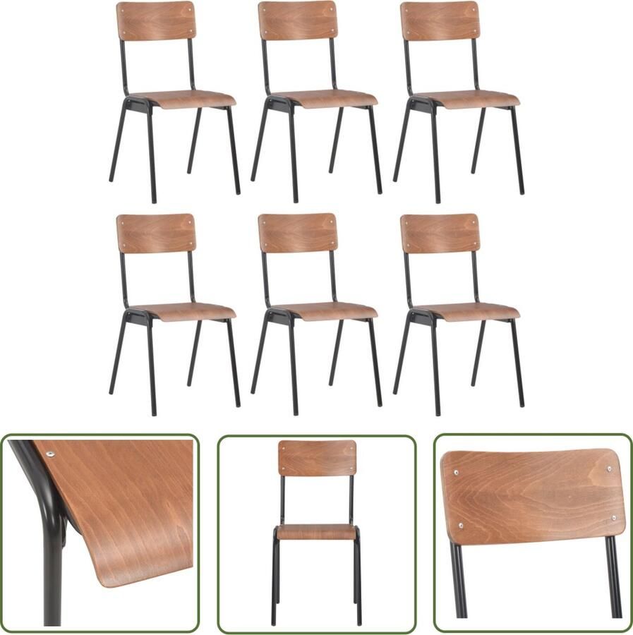 VidaXL The Living Store Eetkamerstoelenset Multiplex Bruin Zwart 41.5x54x85.5cm Stapelbaar - Foto 2