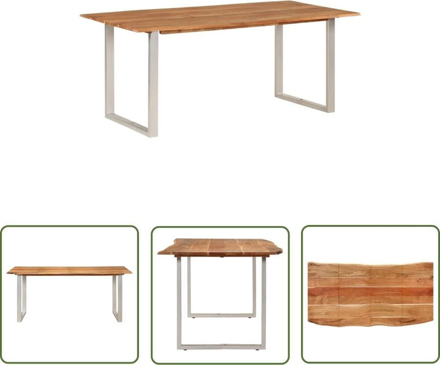 VidaXL The Living Store Eetkamertafel Industriële Stijl 180 x 90 x 76 cm Massief Acaciahout - Foto 2