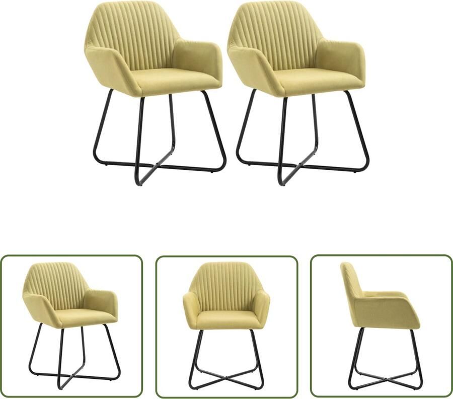 VidaXL The Living Store Eetstoelen Groen Set van 2 Hoge Kwaliteit Stof Ergonomisch Ontwerp Stabiele Stalen Poten - Foto 3
