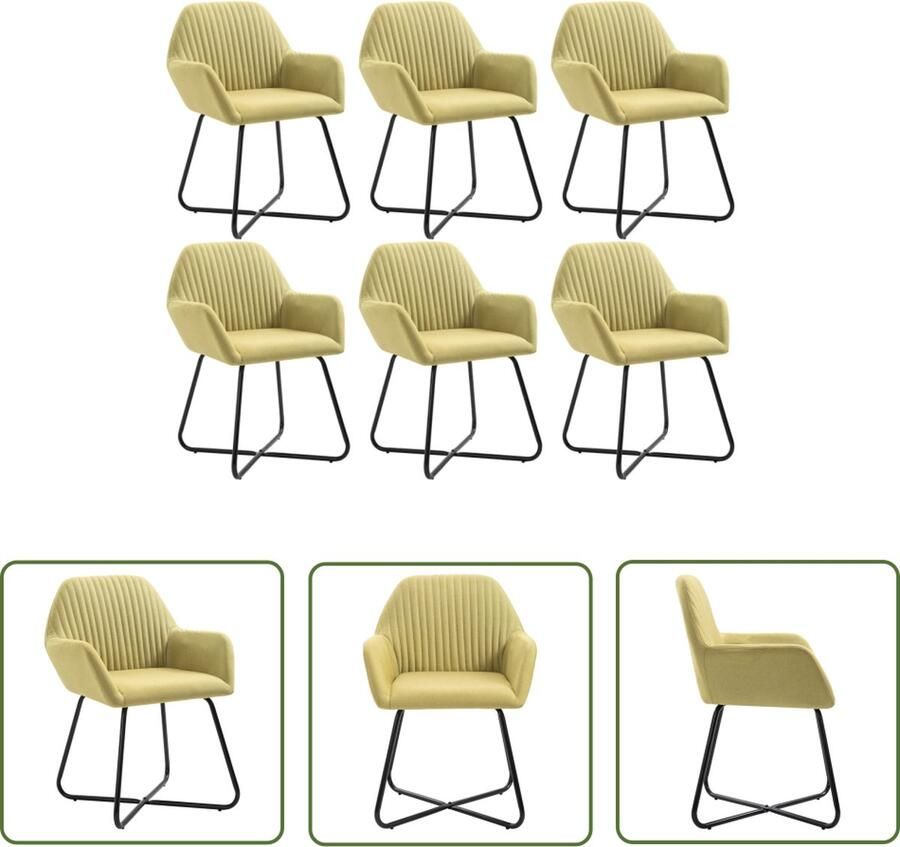 VidaXL The Living Store Eetstoelen Groen Set van 2 Hoge Kwaliteit Stof Ergonomisch Ontwerp Stabiele Stalen Poten - Foto 2