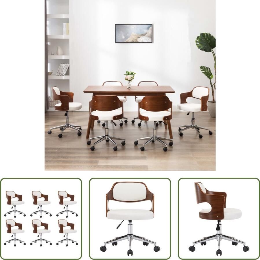 VidaXL The Living Store Eetstoelen Set van 6 Kunstleer 47.5 x 53 cm Wieltjes Verstelbaar - Foto 2