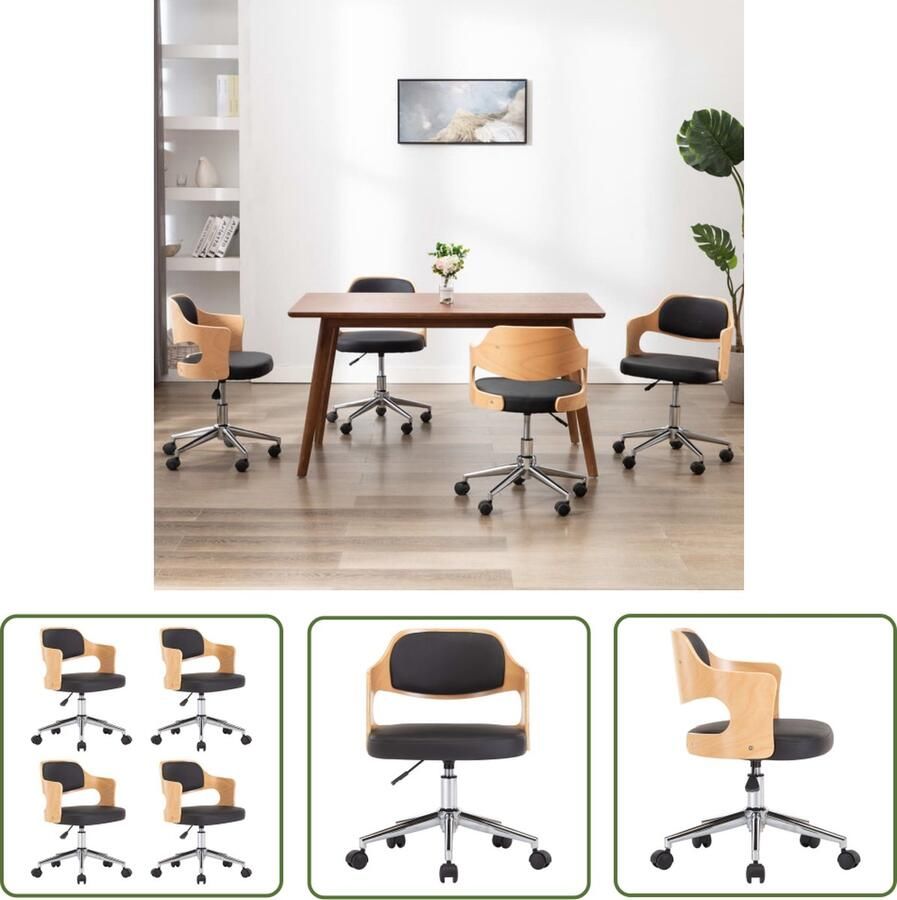 VidaXL The Living Store Eetstoelen Zwart Kunstleer 47.5 x 53 cm 4 stuks - Foto 2