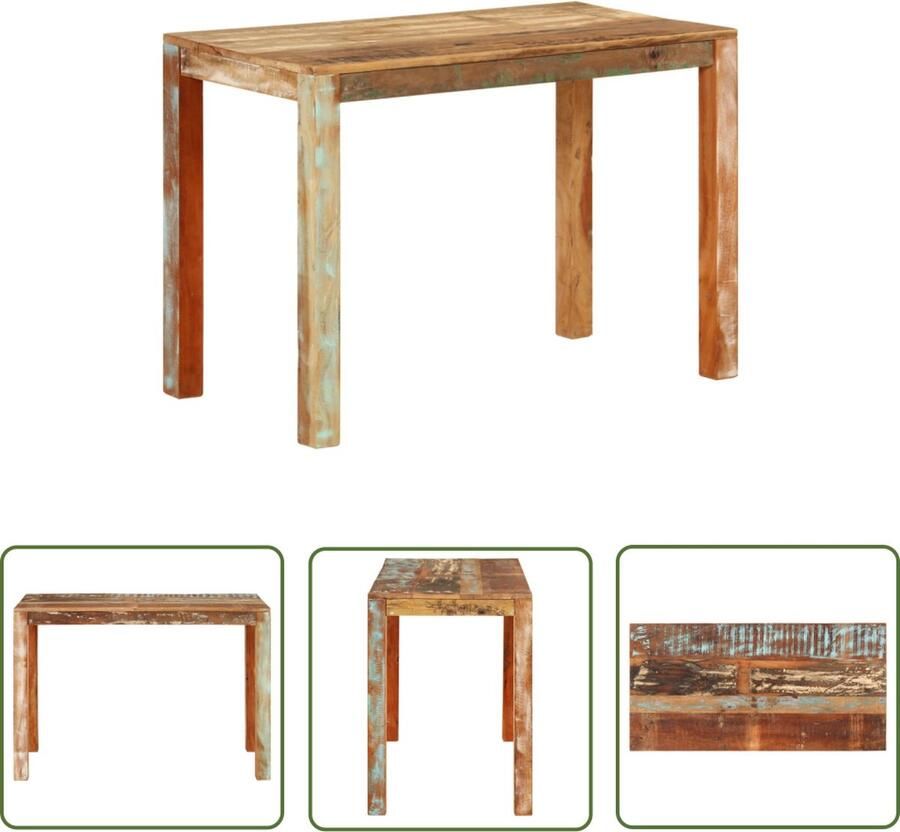 VidaXL The Living Store Eettafel 110x55x76 cm gerecycled massief mangohout Houten Eettafel Landelijke Eettafel Retro Eettafel Multifunctionele Eettafel Gerecyclede Eettafel - Foto 3