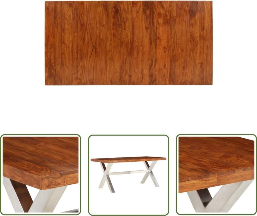 VidaXL The Living Store Eettafel Acacia Bruin 180x90x76 cm - Foto 2