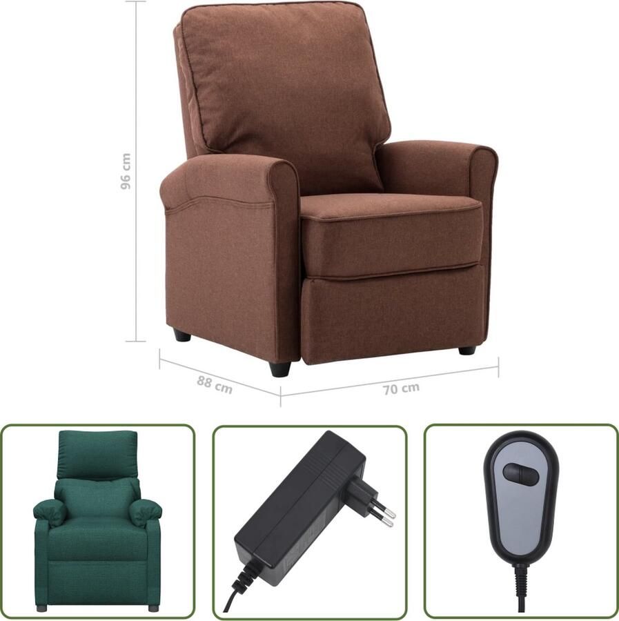 VidaXL The Living Store Elektrisch verstelbare fauteuil Donkergroen Stof (100% polyester) 71.5 x 93 x 98 cm Comfortabel - Foto 3
