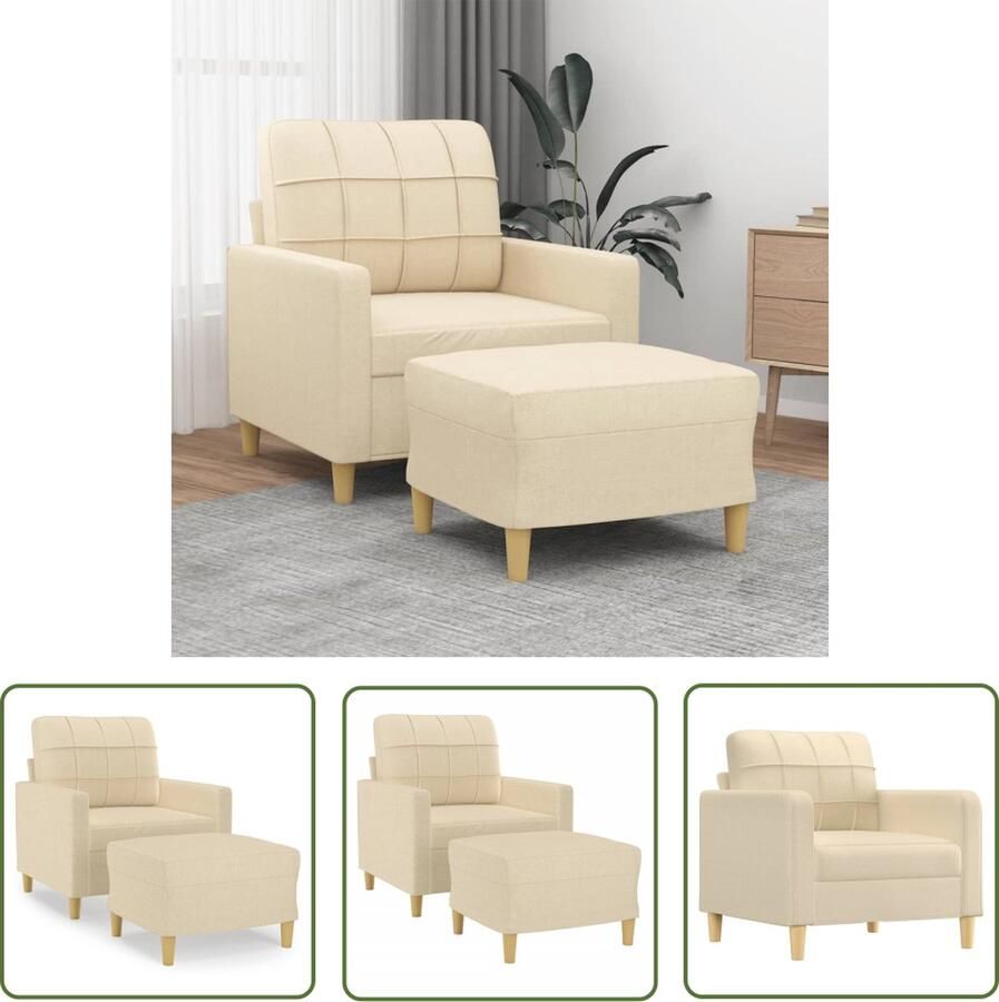 VidaXL The Living Store Fauteuil 78 x 77 x 80 cm Crème Stof Metaal Multiplex