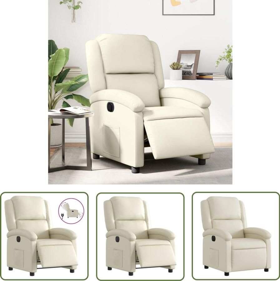 VidaXL The Living Store Fauteuil elektrisch verstelbaar kunstleer crèmekleurig Elektrische Fauteuil Loungestoel Relaxfauteuil Lederlook Kunstleder
