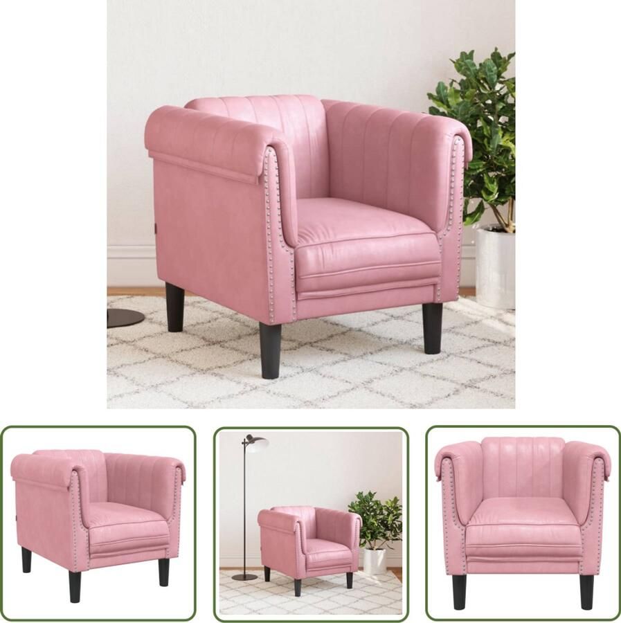 VidaXL The Living Store Fauteuil fluweel roze Fauteuil Fluweel Roze Lounge Relaxstoel