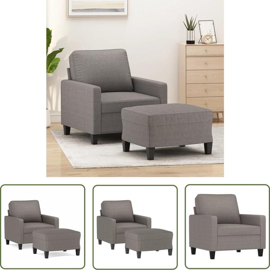 VidaXL The Living Store Fauteuil met voetenbank 60 cm stof taupe Fauteuil Lounge Stoel Relax Stoel Leeshoek Woonkamer Meubilair
