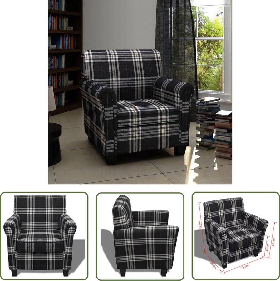 VidaXL The Living Store Fauteuil naam Woonmeubel 73 x 65 x 81 cm Zwart - Foto 2