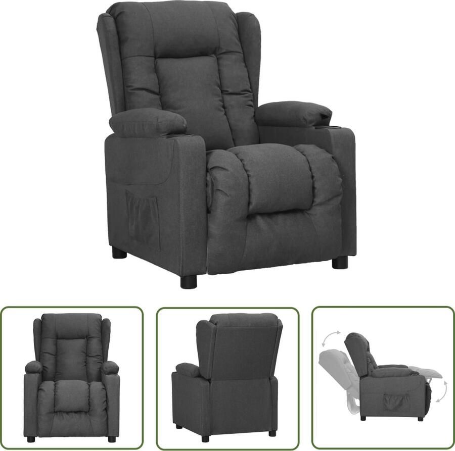 VidaXL The Living Store Fauteuil verstelbaar stof donkergrijs Verstelbare Fauteuil Lounge Fauteuil Relaxfauteuil Fauteuils Grijs Donkere Grijze Fauteuil - Foto 2