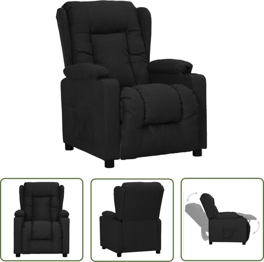 The Living Store Verstelbare Fauteuil Zwart 72.5x96x99.5 cm Met 2 Bekerhouders Verstelbare Fauteuil Zwarte Fauteuil Lounge Fauteuil Relaxfauteuil Fauteuils Online Kopen - Foto 3