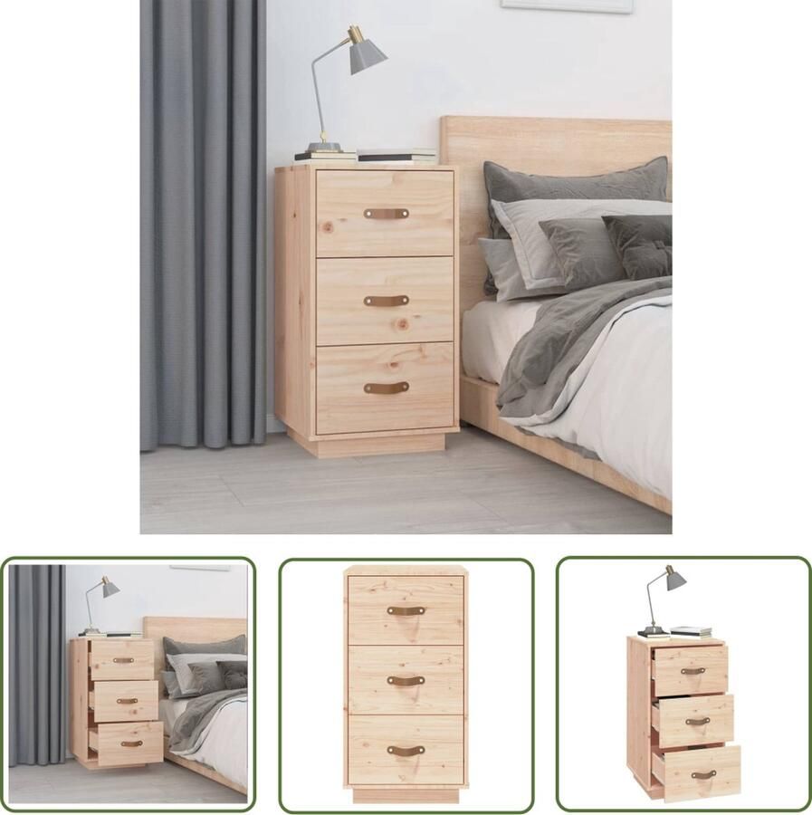 VidaXL The Living Store Grenenhouten Nachtkastje 3 Lades 40x40x75cm - Foto 2