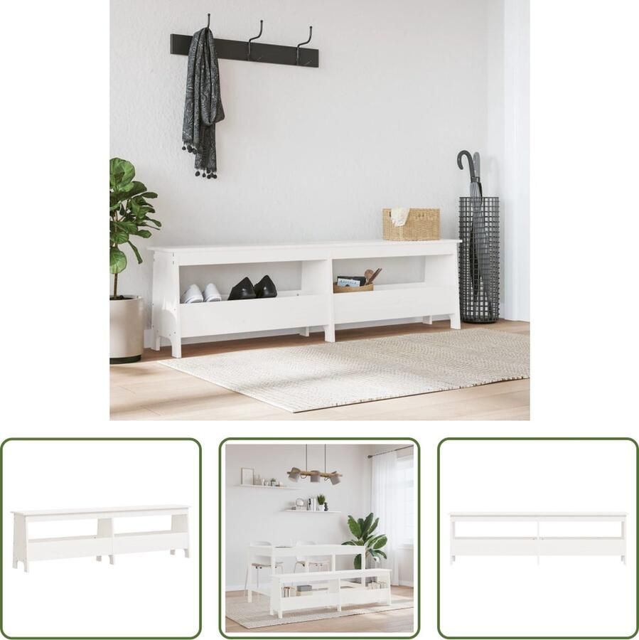 VidaXL The Living Store Halbank Grenenhout Wit 160x28x45 cm Opbergruimte