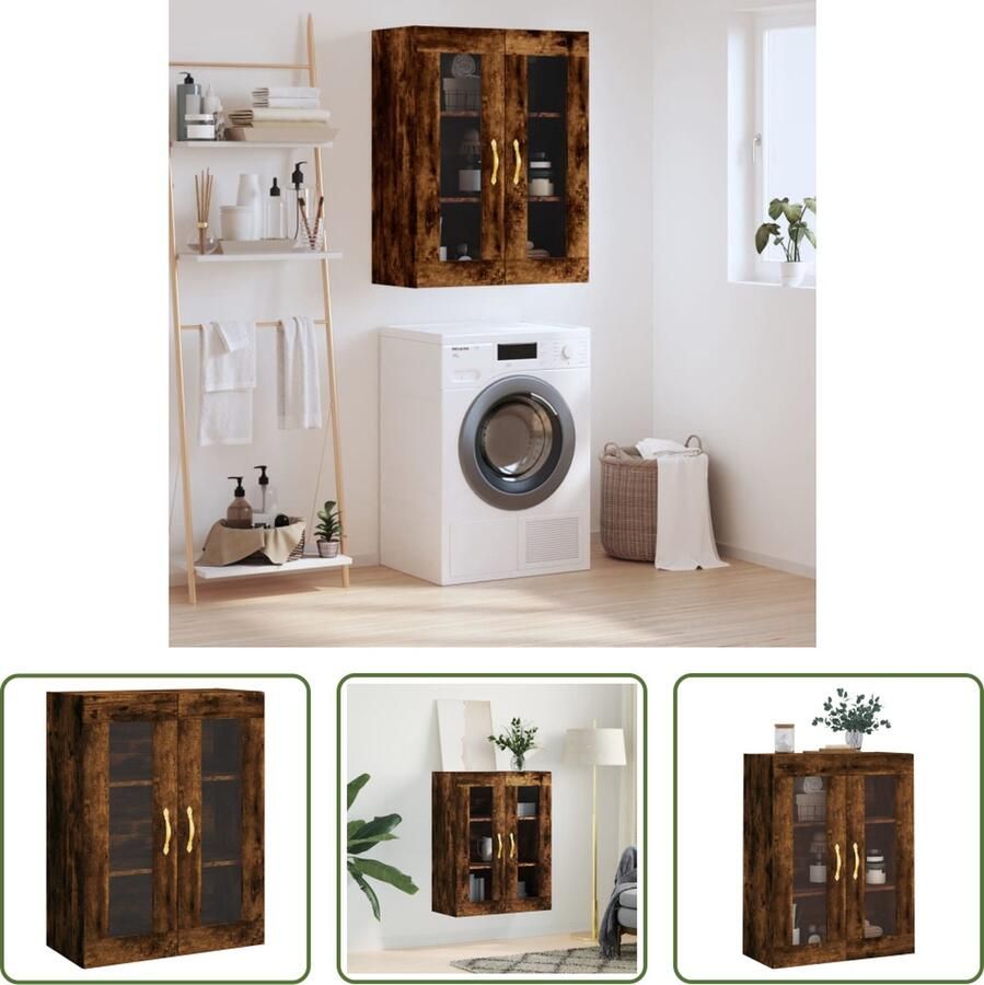 VidaXL The Living Store Hangkast Gerookt eiken Wandgemonteerd 69.5 x 34 x 90 cm Praktisch ontwerp