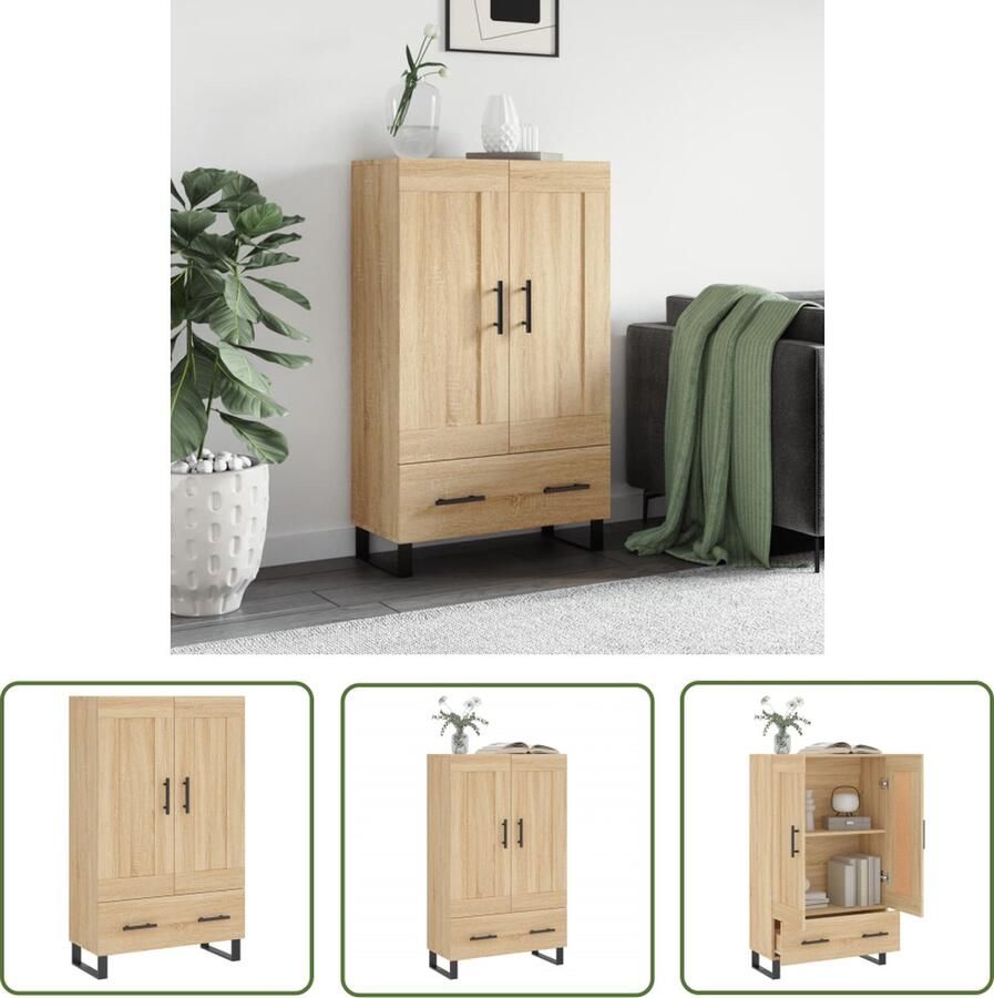 VidaXL The Living Store Hoge kast 69 5x31x115 cm bewerkt hout sonoma eikenkleurig Hoge Kast Kasten Houten Kast Opbergkast Salontafel