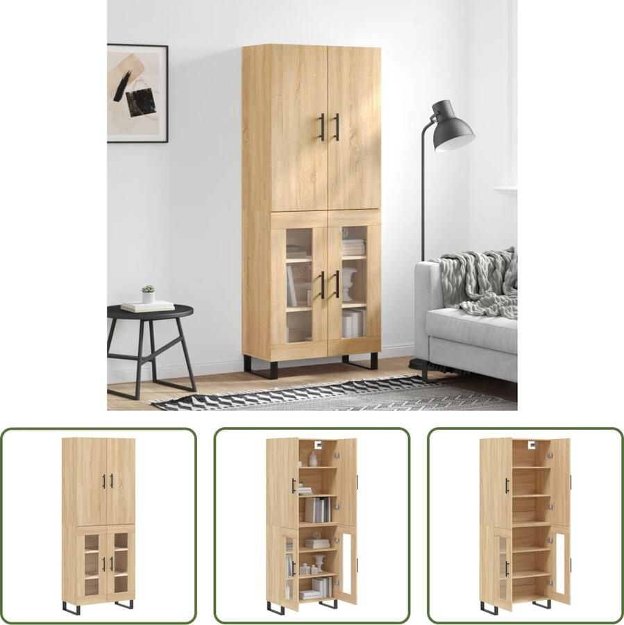 VidaXL The Living Store Hoge kast Opbergkast 69.5 x 34 x 180 cm Sonoma eikenkleur