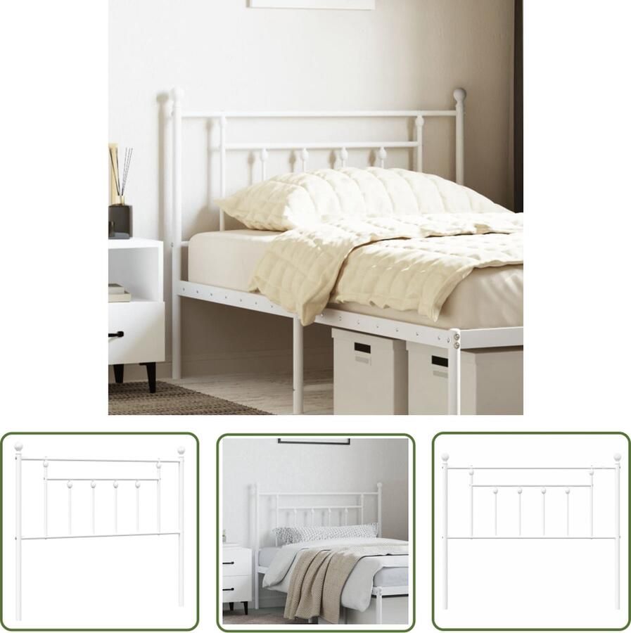 VidaXL The Living Store Hoofdbord 100 cm metaal wit Hoofdbord Hoofdbekleding Beddecoratie Slaapkamers Houten Hoofdbord