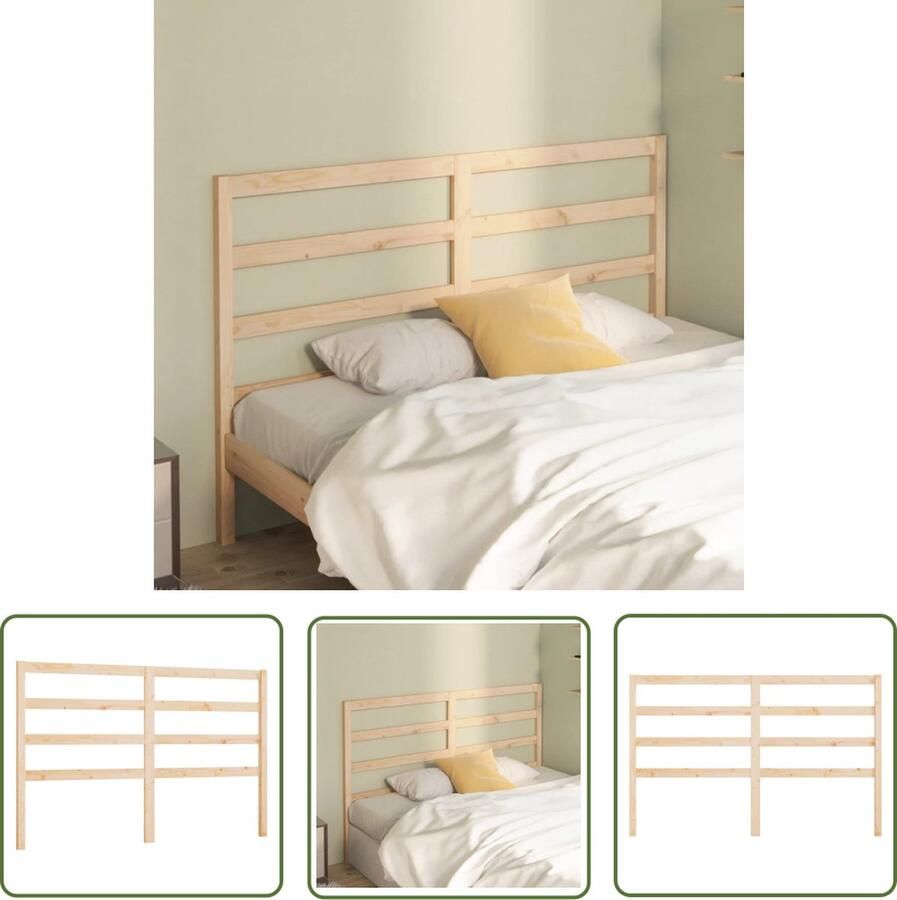 The Living Store Houten Hoofdeinde 146 x 4 x 100 cm Klassiek design Houten Hoofdbord Hoofddekens Klassieke Meubels Bruine Hoofdborden Grenenhout Meubel