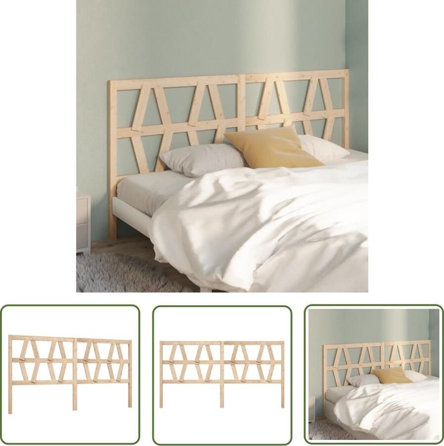 The Living Store Houten Hoofdeinde Grenenhout 206 x 4 x 100 cm Trendy design Hoofd Bord Beddecoratie Hoofdkussen Houten Hoofdbord Grenenhout - Foto 2