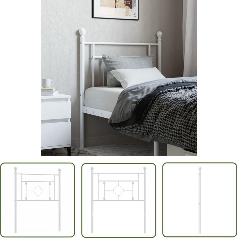 VidaXL The Living Store Hoofdbord 80 cm metaal wit Hoofdbord Hoofdkussen Beddecoratie Slaapkamer Decoratie Staal Hoofdbord