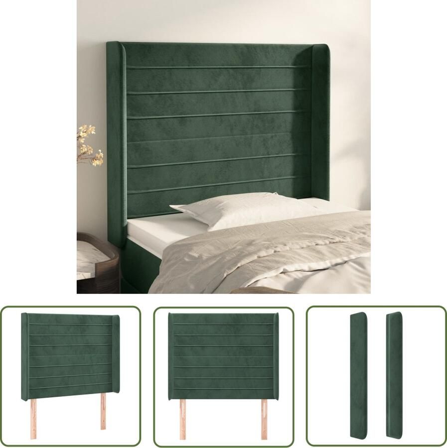 VidaXL The Living Store Hoofdbord Bedaccessoires 93x16x118 128 cm Donkergroen