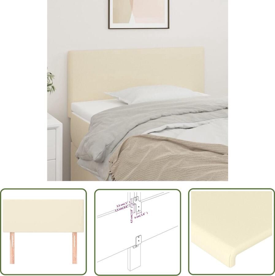 The Living Store Hoofdbord 80x5x78 88 cm kunstleer crèmekleurig Bedonderdeel