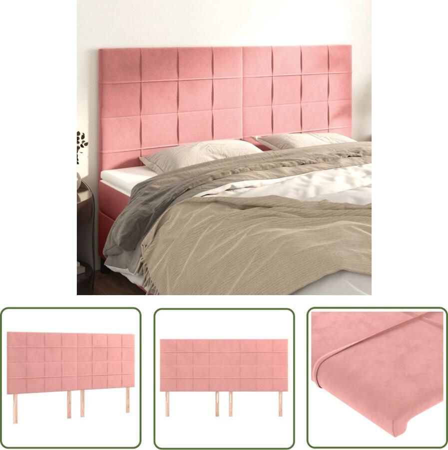 VidaXL The Living Store Hoofdbord Hoofdeind Roze 180 x 5 x 118 128 cm Fluweel