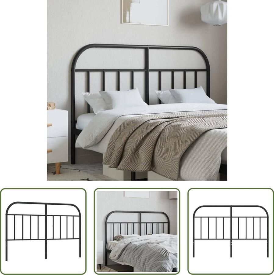 VidaXL The Living Store Hoofdbord Robuuste metalen constructie Stevige en stabiele poten Comfortabele ondersteuning Kleur- zwart Afmetingen- 146 x 3 x 100 cm Geschikte matrasbreedte- 140 cm Montage vereist