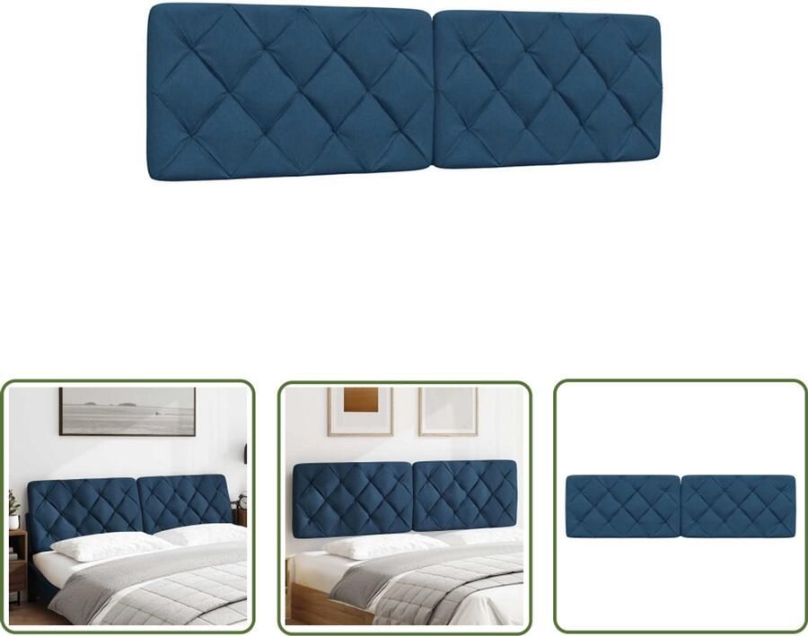 VidaXL The Living Store Hoofdbordkussen 180 cm stof blauw Hoofdbordkussen Beddecoratie Slaapcomfort Hoofdondersteuning Kapstok