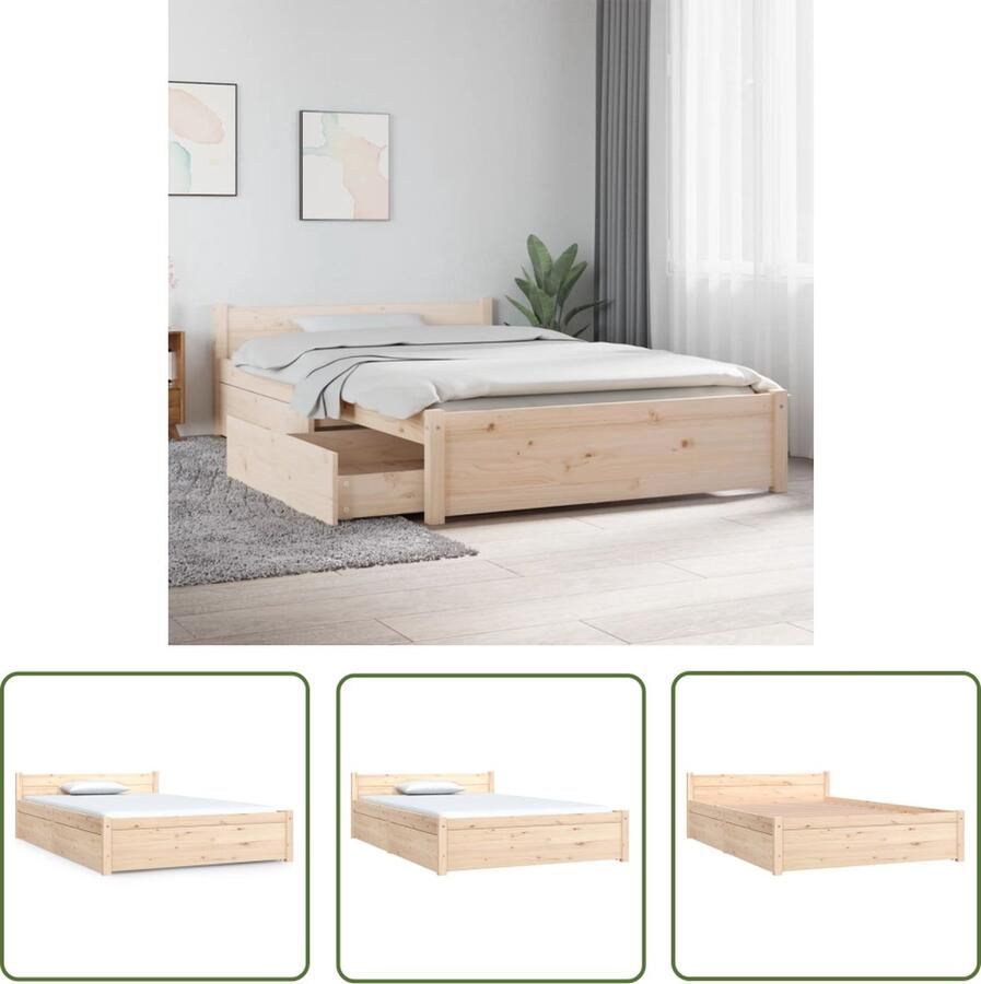 VidaXL The Living Store Houten Bedframe 195.5 x 125.5 x 51 cm Massief grenenhout Opbergfunctie