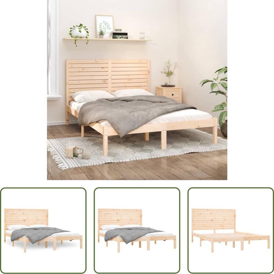 VidaXL The Living Store Houten Bedframe Grenenhout 140x200cm Tijdloos design
