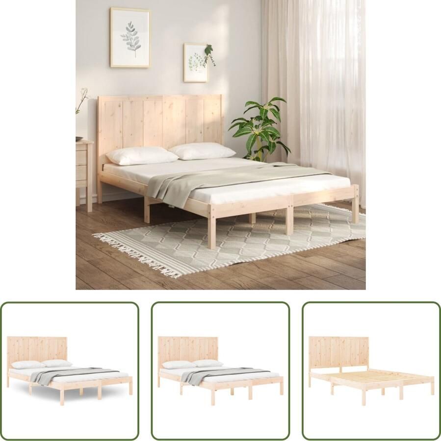 VidaXL The Living Store Houten Bedframe Grenenhout 205.5 x 155.5 x 31 cm Comfortabel hoofdeinde
